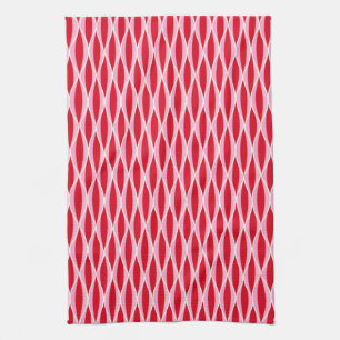 Linge De Cuisine Impression de ruban de milieu de siècle, rouge cor
