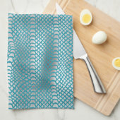 Linge De Cuisine Impression de serpent d'argent bleu turquoise (Quart Plié)