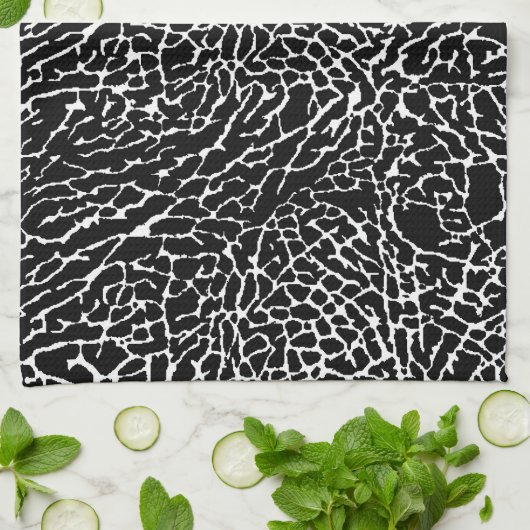 Linge De Cuisine Impression d'éléphant noir et blanc (Plié)
