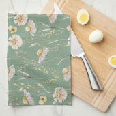 Linge De Cuisine Impression du pays du chalet de prairie sur vert (Quart Plié)