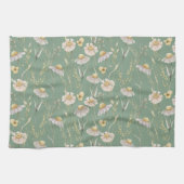 Linge De Cuisine Impression du pays du chalet de prairie sur vert (Horizontal)