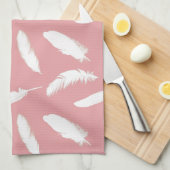 Linge De Cuisine Impression en plumes blanches sur coque rose (Quart Plié)