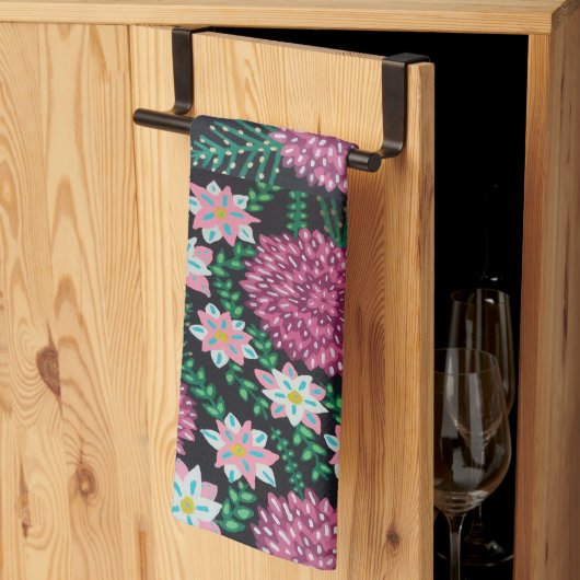 Linge De Cuisine Impression florale rose (Pliage en tiers)