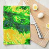 Linge De Cuisine Impression Fluorante Lion Art Vision Night (Quart Plié)