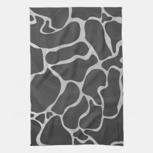 Linge De Cuisine Impression Giraffe noir et gris clair