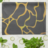 Linge De Cuisine Impression Giraffe noir et jaune (Plié)