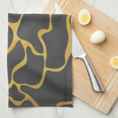 Linge De Cuisine Impression Giraffe noir et jaune (Quart Plié)