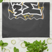 Linge De Cuisine Impression Giraffe noir et jaune (Plié)