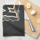 Linge De Cuisine Impression Giraffe noir et jaune (Quart Plié)