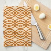 Linge De Cuisine Impression kimono, pêche et terre cuite (Quart Plié)