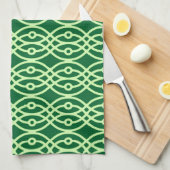 Linge De Cuisine Impression kimono, vert foncé et clair (Quart Plié)