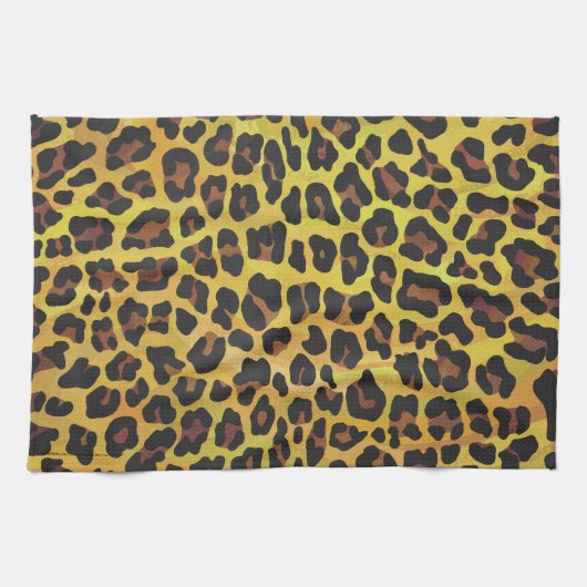 Linge De Cuisine Impression léopard Brown et jaune (Horizontal)