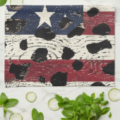 Linge De Cuisine Impression léopard de drapeau américain rustique ( (Plié)