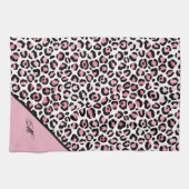 Linge De Cuisine Impression léopard en rose blanc & noir avec monog (Horizontal)