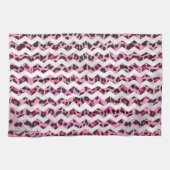 Linge De Cuisine Impression léopard noir et rose chaud (Horizontal)