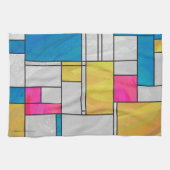 Linge De Cuisine Impression Mondrial jaune rose (Horizontal)