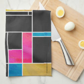 Linge De Cuisine Impression noir rose bleu monochrome (Quart Plié)