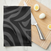 Linge De Cuisine Impression noire et grise Zebra (Quart Plié)