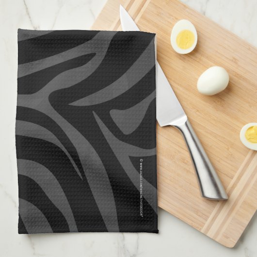 Linge De Cuisine Impression noire et grise Zebra (Quart Plié)
