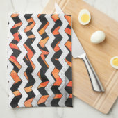 Linge De Cuisine Impression noire et orange Zebra (Quart Plié)