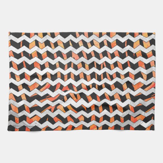 Linge De Cuisine Impression noire et orange Zebra (Horizontal)