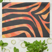 Linge De Cuisine Impression noire et orange Zebra (Plié)