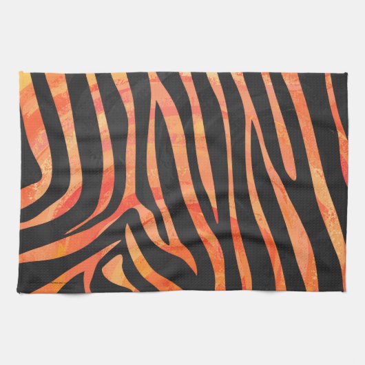 Linge De Cuisine Impression noire et orange Zebra (Horizontal)