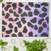 Linge De Cuisine Impression noire et rose dalmate (Plié)