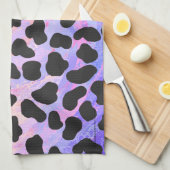 Linge De Cuisine Impression noire et rose dalmate (Quart Plié)