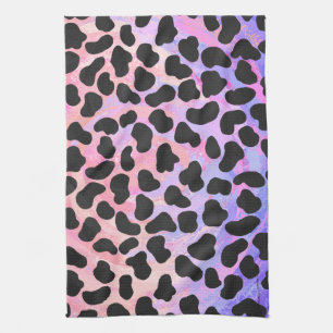 Linge De Cuisine Impression noire et rose dalmate
