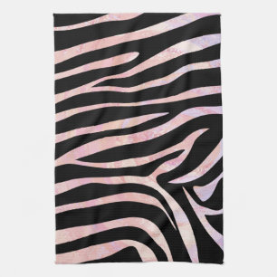 Linge De Cuisine Impression noire et rose Zebra