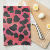 Linge De Cuisine Impression noire et rouge dalmate (Quart Plié)