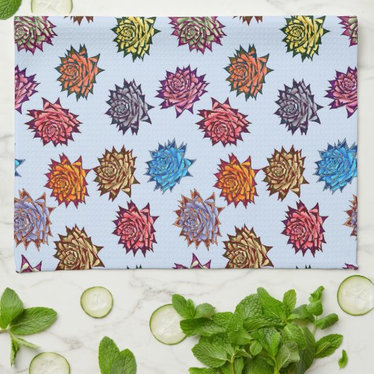 Linge De Cuisine Impression Rose pointillée, Modèle Floral Moderne (Plié)