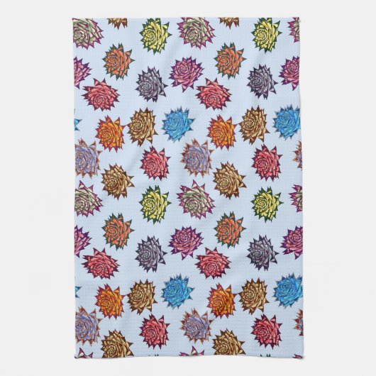 Linge De Cuisine Impression Rose pointillée, Modèle Floral Moderne (Vertical)