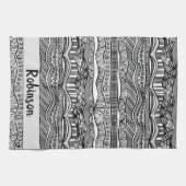 Linge De Cuisine Impression trionale noir et blanc Boho (Horizontal)