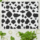 Linge De Cuisine Impression vache motif animal noir blanc (Plié)