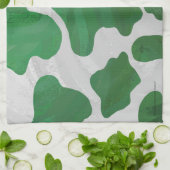 Linge De Cuisine Impression verte et blanche de vache (Plié)