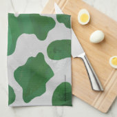 Linge De Cuisine Impression verte et blanche de vache (Quart Plié)