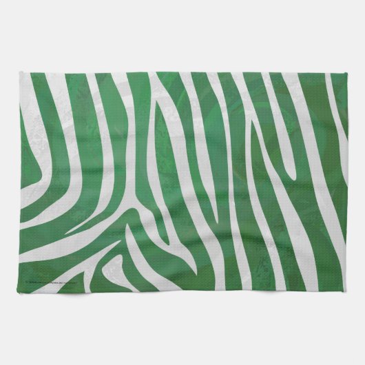 Linge De Cuisine Impression verte et blanche Zebra (Horizontal)