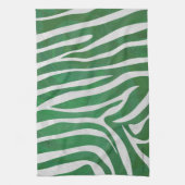 Linge De Cuisine Impression verte et blanche Zebra (Vertical)