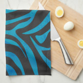 Linge De Cuisine Impression zèbre bleu et noir (Quart Plié)