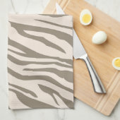Linge De Cuisine Impression Zèbre Marron Blanc Crème (Quart Plié)