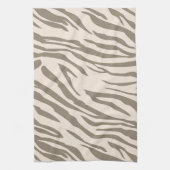 Linge De Cuisine Impression Zèbre Marron Blanc Crème (Vertical)