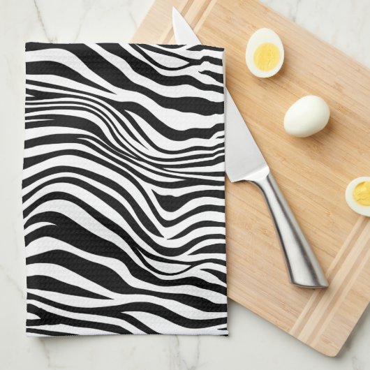 Linge De Cuisine Impression Zèbre noir et blanc (Quart Plié)