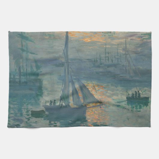 Linge De Cuisine Impressionnisme Marin Tableau de Monet Lever du So (Horizontal)