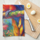 Linge De Cuisine Impressionniste perroquet tropical Oiseau bleu ver (Quart Plié)