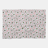 Linge De Cuisine Imprimé floral blanc et rose boho (Horizontal)