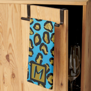 Linge De Cuisine  Imprimé Léopard Exotique Initiale Personnalisée