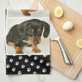 Linge De Cuisine Imprimerie de collection de photos de chiens noirs (Quart Plié)