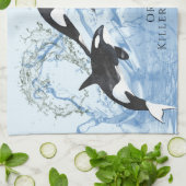 Linge De Cuisine Incroyable Orques d'aquarelle noire et blanche (Plié)